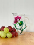 Hand-Painted Thistle Glass Jug | 0.25L Mini Pitcher | Scottish Floral Cream Jug | Small Glass Vase | Celtic Kitchen Decor Gift